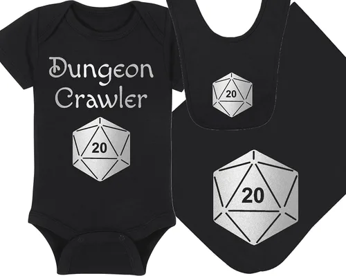 Vista 22 de Dungeon Crawler with Dice - Gaming Baby Onesie - Hat - Blanket - Bib Package Combinations