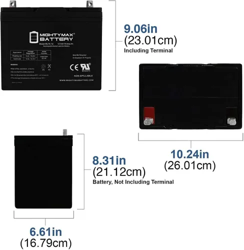Vista 2 de Mighty Max Battery Reemplazo de batería SLA de 12V 75Ah para Wayne WSB1275