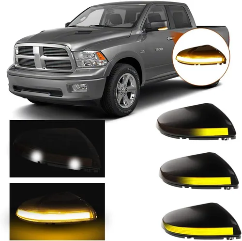 Vista 13 de Espejo lateral LED intermitente, luz de charco para conductor y pasajero, lente transparente para 68064948AA 68064949AA compatible con Dodge Ram