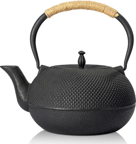 Vista 12 de Tetera de hierro fundido suyika Tetsubin japonesa con infusor de acero inoxidable para olla de uso en estufa segura con interior esmaltado 22 oz/650