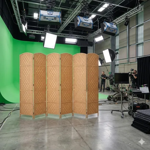Vista 15 de Legacy Decor 8 Panels Room Divider Privacy Partition Screen Bamboo Fiber Natural Color 5.9 ft High X 11.7 ft Wide