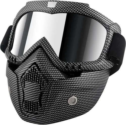 Vista 8 de Gafas de motocicleta con máscara facial desmontable, gafas de motocross de cara completa protectoras, gafas ATV, de bicicleta de tierra, MX