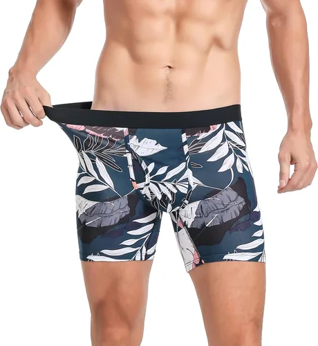 Vista 2 de Xaanelr Calzoncillos tipo bóxer para hombre, de viscosa de bambú, suave, cómodo, paquete múltiple