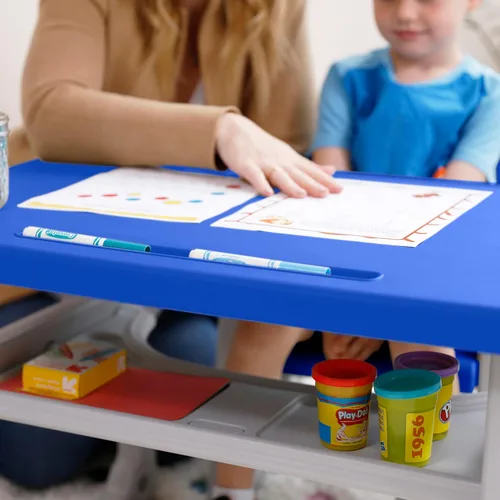 Vista 7 de ECR4Kids Escritorio y Silla Plus para Niños, Muebles para Niños, Azul/Gris Claro, 2 Piezas
