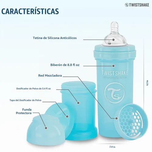 Vista 4 de Twistshake Biberones anticólicos – Biberones prémium de 8.8 fl oz/8 onzas con recipiente de almacenamiento de leche de 3.4 fl oz para una