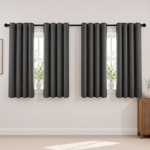 Vista 19 de Cortinas de oscurecimiento de habitación de 45 pulgadas de largo para dormitorio y sala de estar, cortinas térmicas aislantes con ojales