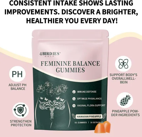Vista 7 de Gomitas de equilibrio femenino prémium para la salud de la mujer, gomitas de piña hawaiana para mujeres, probióticos vaginales y apoyo