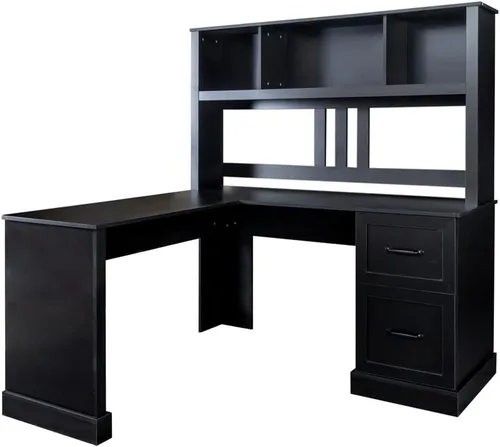 Vista 4 de Escritorio para computadora con gabinete, escritorio ejecutivo de madera, escritorio para computadora para estudiantes, con estantes