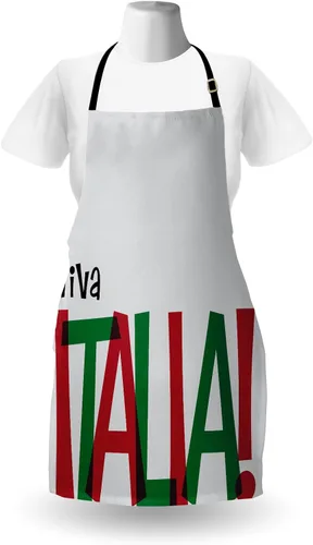 Vista 2 de Lunarable Viva Italia - Delantal de bandera italiana, palabras en colores de la bandera, celebración nacional, estilo de vida, babero de cocina
