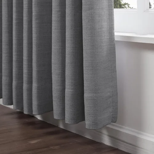 Vista 3 de ChadMade Cortinas de lino de 216 pulgadas de largo, 2 paneles de 52 pulgadas de ancho x 216 pulgadas de largo, color gris carbón, bolsillo para # 16