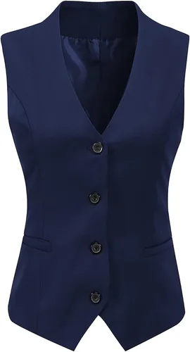 Vista 2 de Chaleco formal de 4 botones con cuello en V para mujer