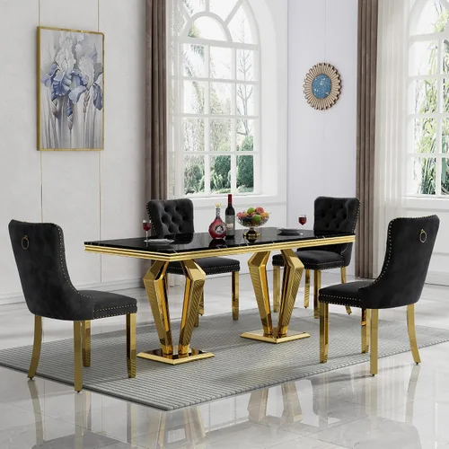 Vista 95 de Juego de mesa de comedor de mármol sintético, 7 piezas, juego de mesa de cocina y comedor para 6, mesa de comedor rectangular blanca de 70 pulgadas