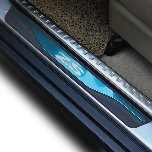 Vista 2 de Auto Parts - Protector de umbral de puerta, para MG ZS, accesorios para automóvil, acero con placa de protección de entrada de plástico (azul)