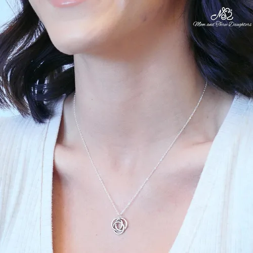 Vista 7 de Three Ring Sterling Silver Necklace Celtic Love Knot 18" Chain Gift from Mother In Law Wedding Gift