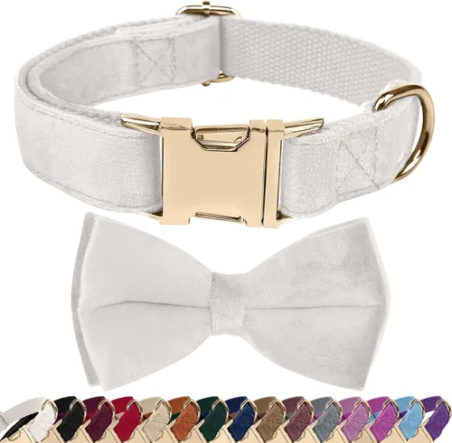 Vista 10 de Collares para perros con lazo, collar de terciopelo para cachorros con hebilla de seguridad de aleación de zinc, collar de lazo suave ajustable
