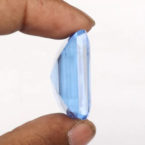 Vista 3 de Real-Gems 109.80 Ct Topacio azul en forma de esmeralda utilizado para la fabricación de joyas, Gema, hidrotermal - topacio azul