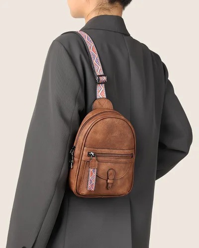 Vista 8 de FADEON Bolso bandolera de diseñador para mujer, bolso cruzado de piel sintética, paquetes de múltiples bolsillos con ranura para tarjetas, Z-marrón