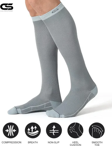 Vista 4 de CS CELERSPORT 3 pares de calcetines de compresión de 20 a 30 mmHg para hombres, calcetines de apoyo atlético para correr