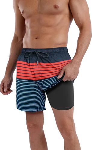Vista 108 de Traje de baño para hombre con forro de compresión de secado rápido de 5.5 pulgadas con forro tipo bóxer amarillo (1-Yellowstar)
