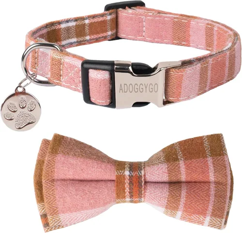 Vista 14 de ADOGGYGO Collar de perro floral con lazo, hebilla de metal, collar ajustable con lazo floral de rosa roja para perros extra pequeños (XS)