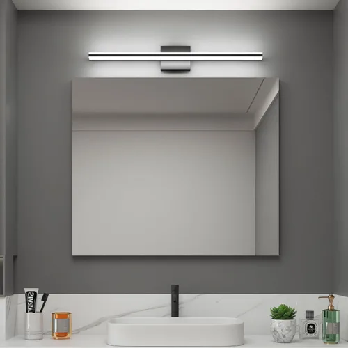 Vista 8 de SOLFART Lámpara de tocador de baño, color negro mate, 32 pulgadas, luces LED para baño, 6000 K, accesorios de pared ND