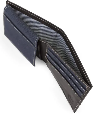 Vista 4 de Timberland Cartera de lona de cuero Baseline para hombre con bolsillo abatible adjunto