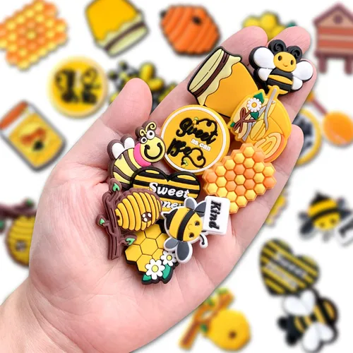 Vista 5 de Fohiahfce 25 dijes para zapatos de abeja para decoración de zuecos, sandalias y zapatos, accesorios de abejorro de miel, dijes para niños, niñas