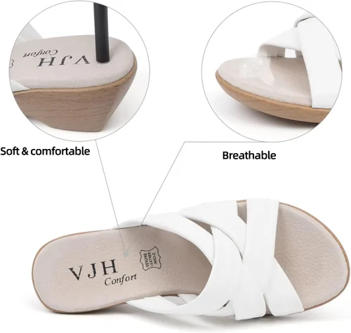 Vista 3 de VJH confort Sandalias casuales para caminar con plataforma de cuña para mujer