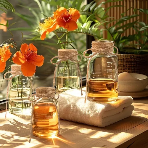 Vista 2 de Jarrones de vidrio vintage para flores, juego de 3 jarrones transparentes para centro de mesa de boda estilo granja, botella cilíndrica