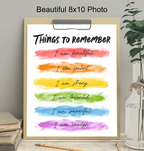 Vista 4 de Arte de pared de afirmaciones positivas – Arte de pared con citas inspiradoras – Regalo de aliento para mujeres, niñas, hija, mejor amiga, mejor