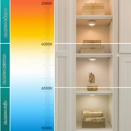Vista 8 de Bright Evolution - Luces para debajo del gabinete, iluminación de gabinete a pilas con tecnología táctil, luces LED de disco para cocina