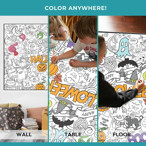 Vista 4 de Póster gigante para colorear – Hojas para colorear jumbo de primera calidad para niños y adultos con páginas gruesas resistentes a la suciedad, uso