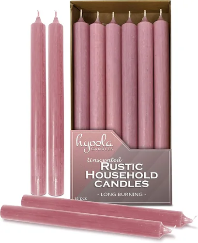 Vista 14 de Hyoola Velas de cena de 10 pulgadas – Paquete de 12 velas blancas altas sin perfume rústicas de larga combustión