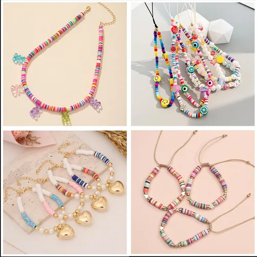 Vista 5 de Cuentas de arcilla polimérica negra, cuentas Heishi de 0.236 in para joyería, pulseras, collares, 1000