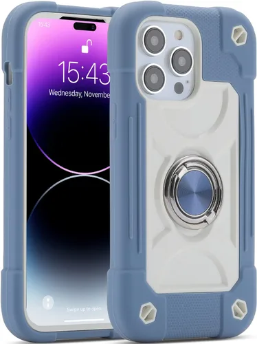 Vista 16 de MARKILL Funda compatible con iPhone 14 Pro Max de 6.7 pulgadas con soporte de anillo, silicona suave y plástico duro, funda de teléfono resistente