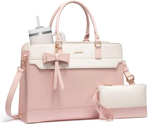 Vista 7 de LOVEVOOK Bolso para laptop de mano para mujer, bolso de trabajo de cuero, bolso de negocios impermeable para profesora, bolso de mano grande