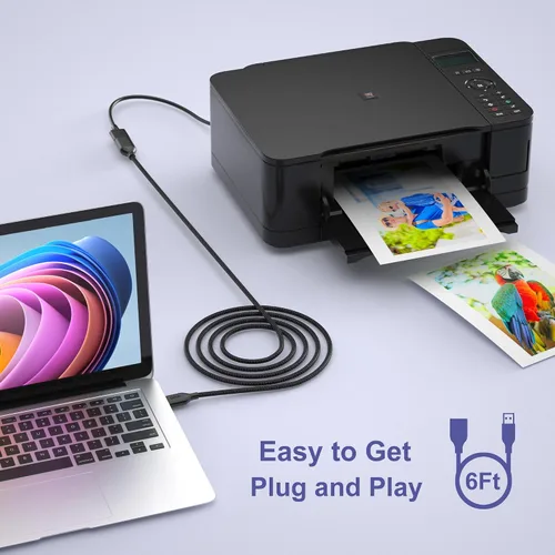 Vista 3 de OKRAY - Cable de extensión USB, paquete de 2 cables de extensión USB 2.0 de nailon trenzado de 6 pies tipo A, macho a hembra, con conector chapado