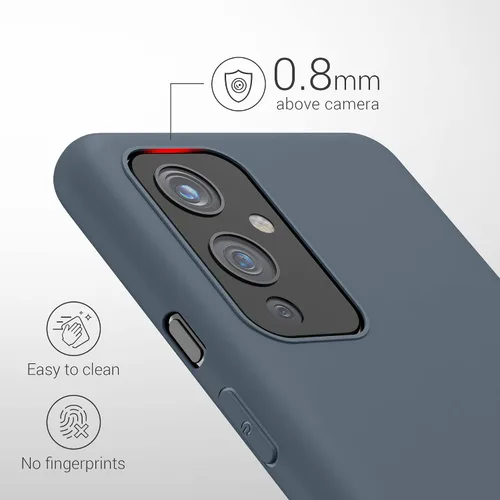 Vista 3 de kwmobile Funda compatible con OnePlus 9 (versión EU/NA) - Funda protectora de silicona TPU suave y delgada - Pizarra oscura