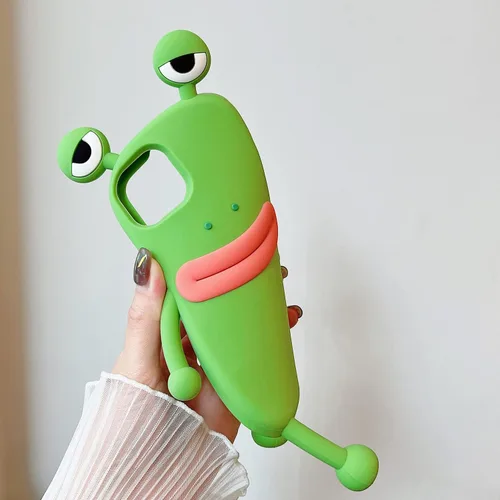 Vista 3 de Yatchen - Funda fea compatible con iPhone 6 Plus/7 Plus/8 Plus, carcasa de teléfono kawaii de dibujos animados en 3D, rana linda de silicona suave
