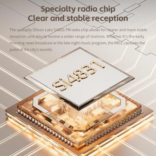 Vista 5 de FiiO RR11 Receptor de radio estéreo portátil HiFi FM con sintonización analógica PVR, efectos de sonido BASS+3D, 64MHz-108MHz