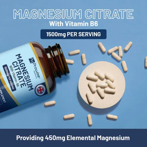 Vista 6 de Cápsulas de citrato de magnesio de 1500 mg con vitamina B6 120 cápsulas veganas 450 mg de magnesio elemental Cápsula sin tabletas Fabricado