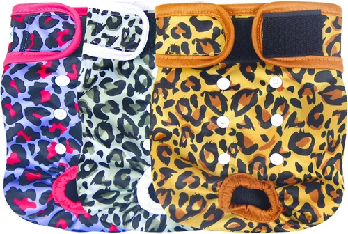 Vista 10 de Leekalos - Pañales reutilizables y lavables para perras (paquete de 3 unidades) - Pañales para perros altamente absorbentes - Tamaño ajustable