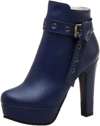 Vista 50 de Scaoruki Zapatos de otoño de moda para mujer, botines de tacón de bloque