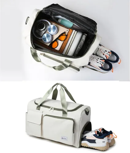Vista 162 de Pequeña bolsa de gimnasio para mujer, bolsa de viaje con compartimento para zapatos