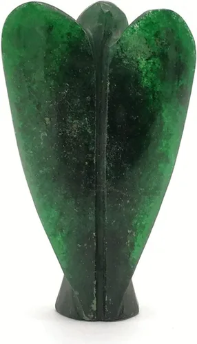 Vista 3 de Figuras de ángel guardián de cristal de aventurina verde (oscuro) para piedra natal curativa, estatua decorativa (ángel de bolsillo tallado a mano)