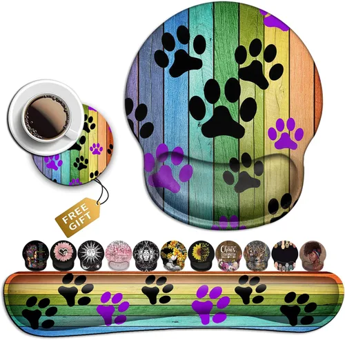 Vista 17 de Alfombrilla de mouse con soporte para muñeca, almohadilla ergonómica de gel para bebé, elefantes con girasol, juegos de escritura fáciles