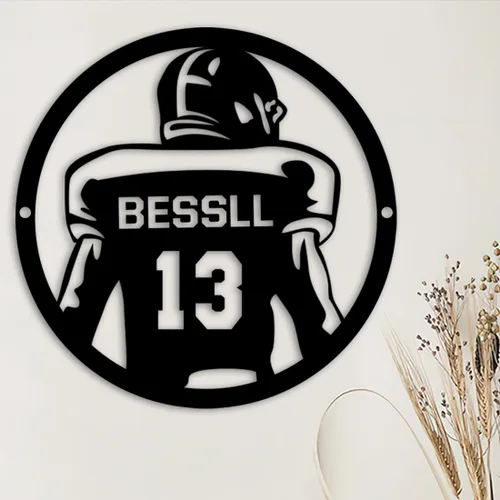 Vista 2 de Letrero de metal personalizado para jugador de hockey con luz LED, nombre personalizado y número, arte de pared de hockey, letrero de neón