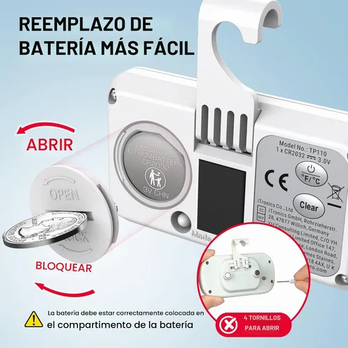Vista 4 de Termómetro de refrigerador ThermoPro con gran pantalla LCD retroiluminada, termómetro de congelador y refrigerador resistente al agua, paquete de 2