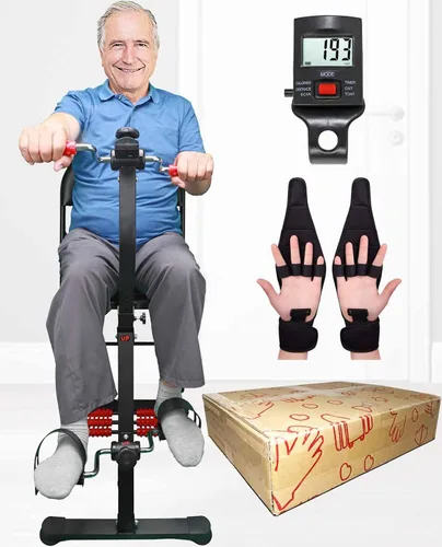 Vista 8 de Bicicleta Ejercitadora de Pedales para Manos, Brazos, Piernas y Rodillas, Pedaleador de Equipo de Fitness Ajustable para Personas Mayores, Ancianos