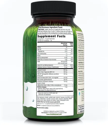 Vista 2 de Irwin Naturals Quemador de grasa V02 Max Performance 60 cápsulas blandas líquidas
